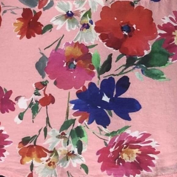 Yumi Kim Pink Floral  Short Sleeve Button Front Silk Blend Blouse Size Small - Picture 6 of 7